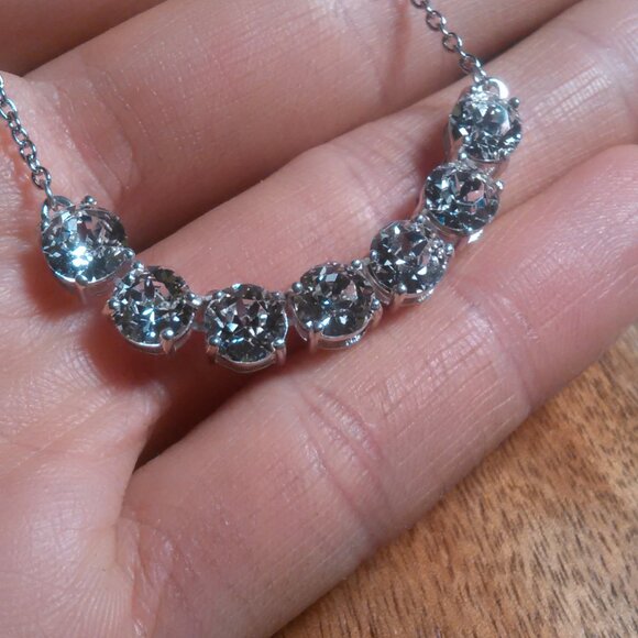 White Crystal Sterling Silver and Stainless Steel Necklace - Picture 9 of 13